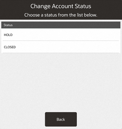 Change Account Status Window