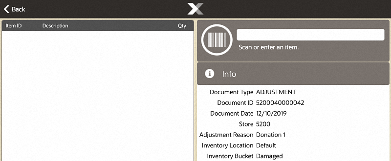 Prompt to Scan or Enter an Item