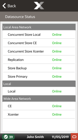 Mobile Handheld Datasource Status