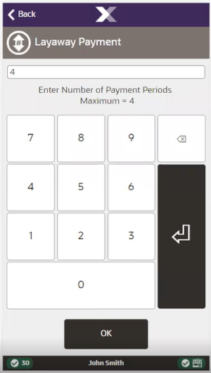 Handheld Layaway Payment Periods