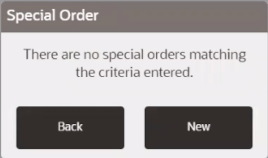 Special Order No Matching Orders