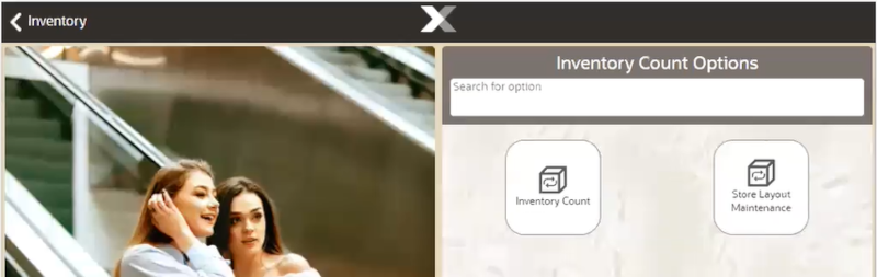 Mobile Tablet Inventory Count Options Menu