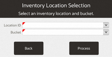 Inventory Location Selection Form