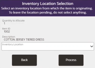 Example Inventory Location Selection