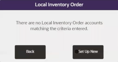 No Existing Local Inventory Orders Message