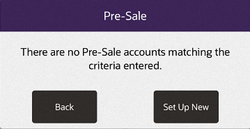 No Pre-Sale Accounts