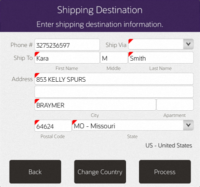 Special Order Shipping Destination - Customer