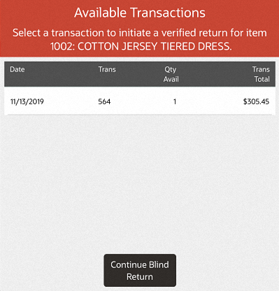 Mobile POS Available Transactions