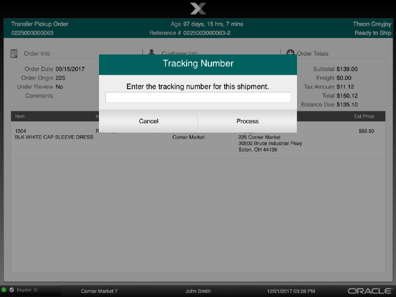Tracking Number Prompt