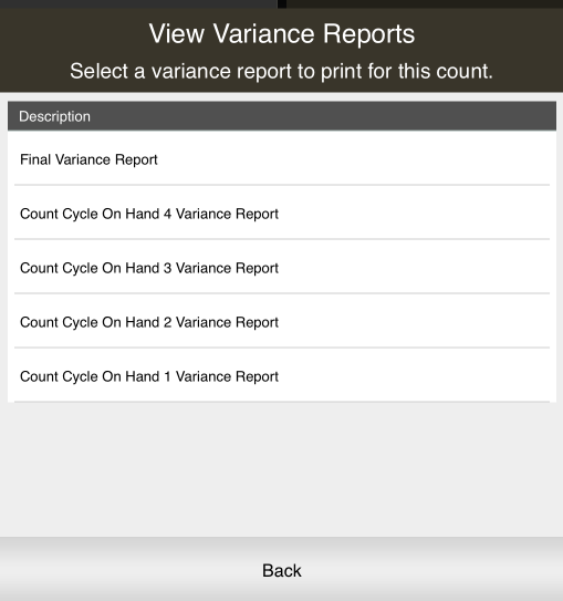 Variance Reports List