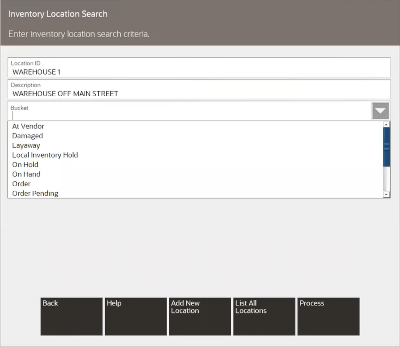 Inventory Location Search Form