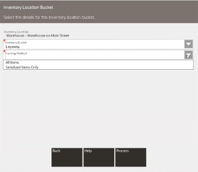 Inventory Location Bucket Tracking Method