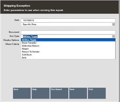 Shipping Exceptions - List of Document Types