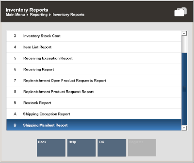 Shipping Manifest Report Menu Option