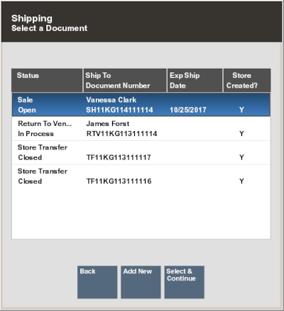 Shipping Documents Search Results