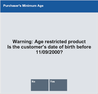 Customer’s Minimum Age Prompt