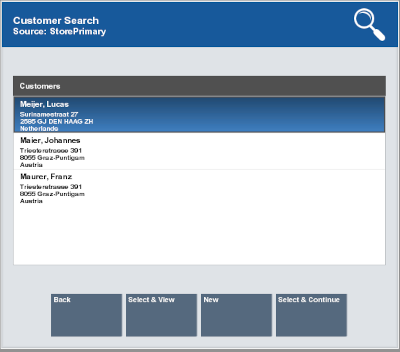 Customer Search Results