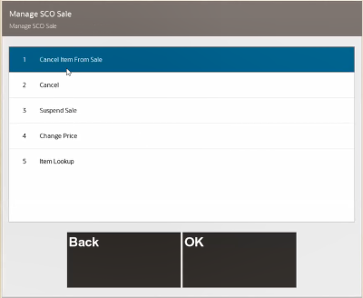 Manage SCO Menu During Sale