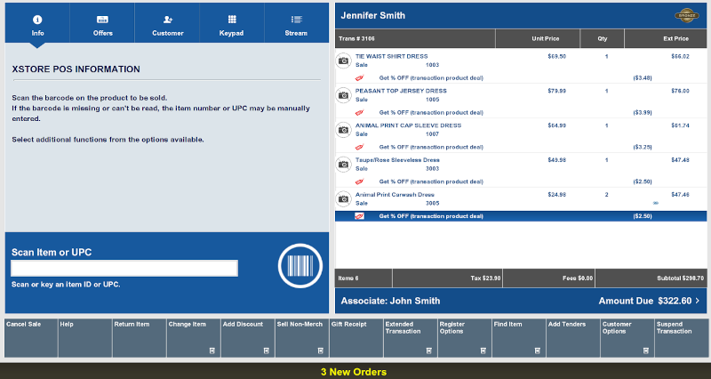 Typical Sale Screen Layout