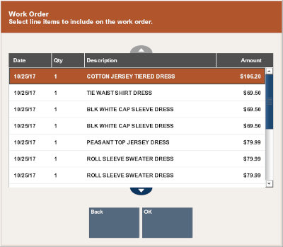 Work Order Customer History-Previous Items Purchased