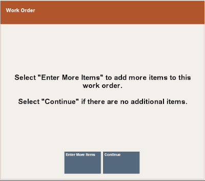 Work Order Prompt for Additional Work Order Items