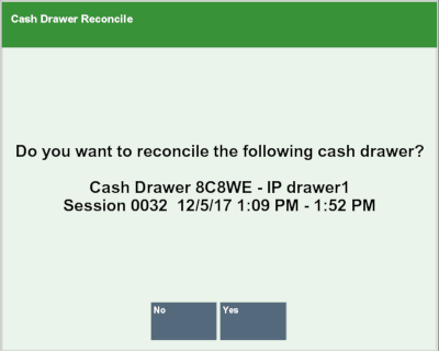 Confirm Cash Drawer Reconciliation