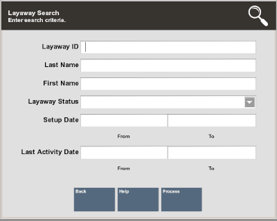 Layaway Search Form
