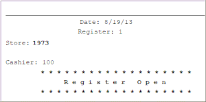 Register Open Receipt