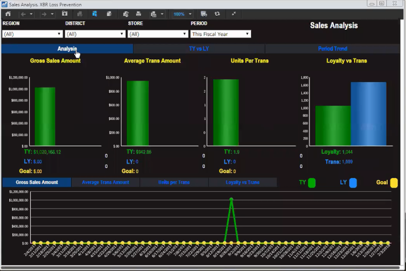 XBRI Sales Analysis Screen with Data