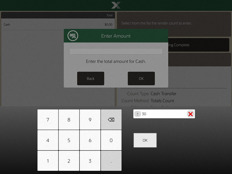 Cash Transfer Amount Prompt