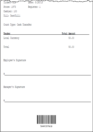 Cash Transfer Receipt