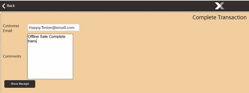 Populated Complete Transaction Screen