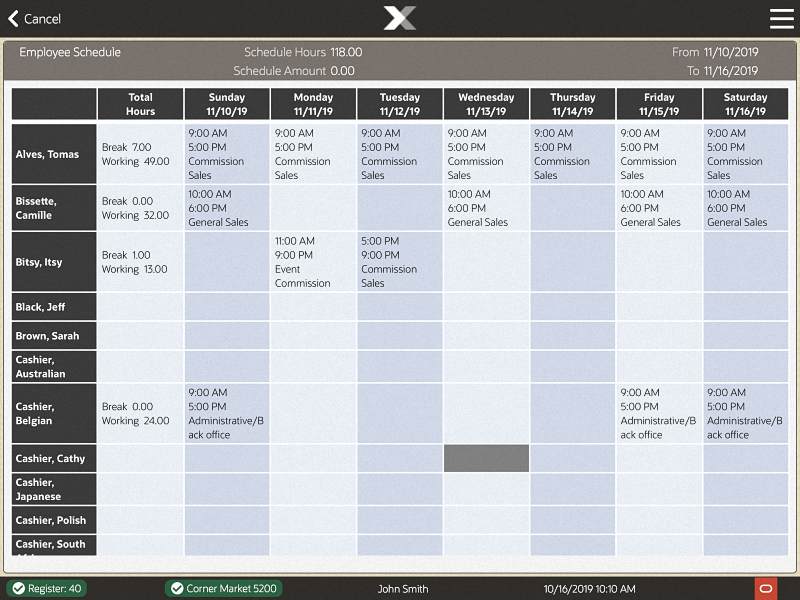 Copied Week Schedule