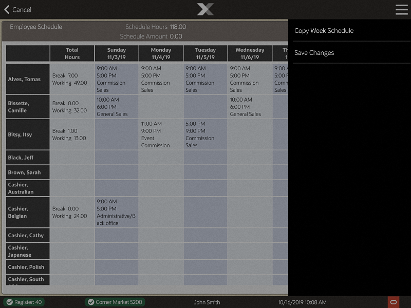 Copy Week Schedule Option