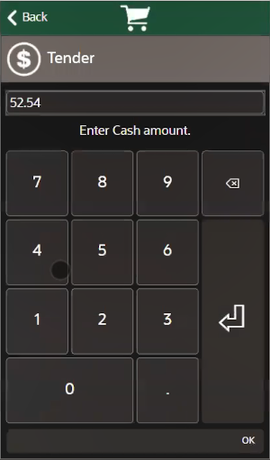 Mobile Handheld Tender Cash Amount Prompt