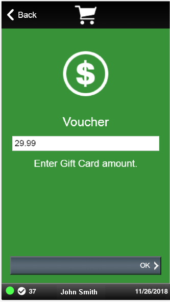 Handheld Enter Gift Card Amount