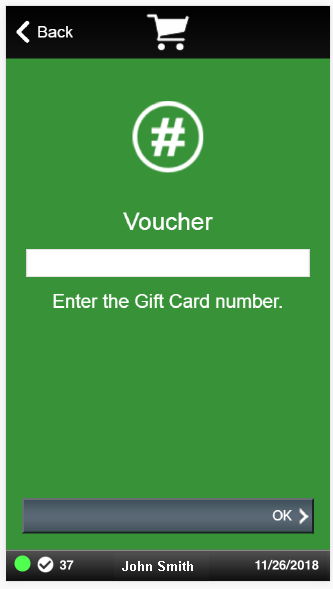 Handheld Enter Gift Card Number