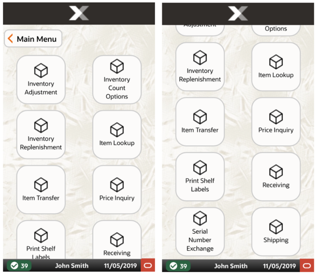 Mobile Handheld Inventory Menu