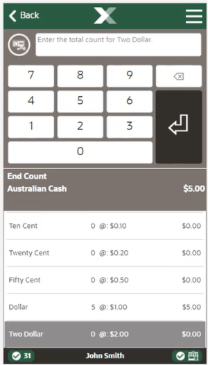 Mobile Handheld End Count Denomination