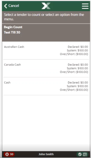 Mobile Handheld Select Tender to Count Prompt