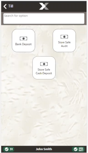 Handheld Store Safe Maintenance Menu