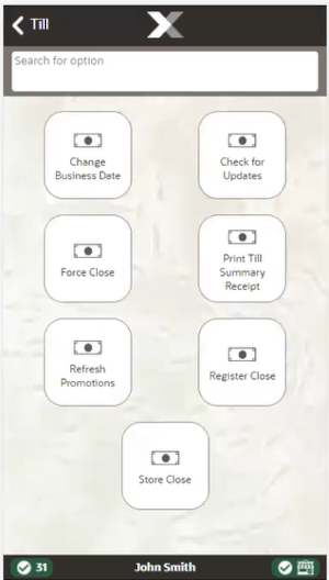 Mobile Handheld Till Open/Close Options