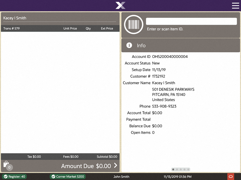 Hold Account - Enter or Scan Item ID Prompt