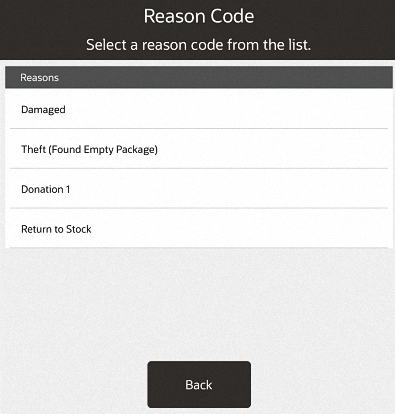 Inventory Adjustment Reason List