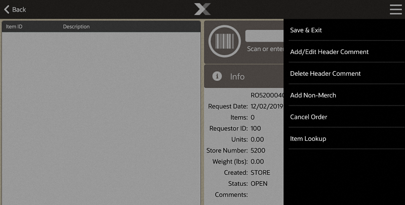 New Inventory Replenishment Context Menu