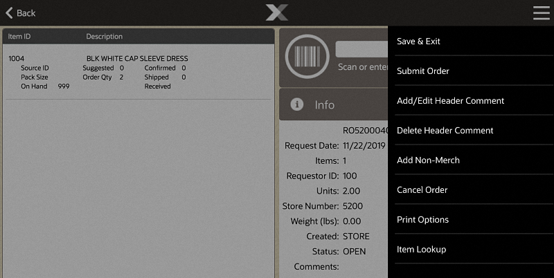 Inventory Replenishment Context Menu - Open Status Inventory Replenishment Context Menu - Open Status