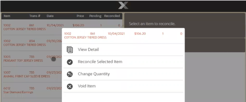 Movement Pending Item Menu