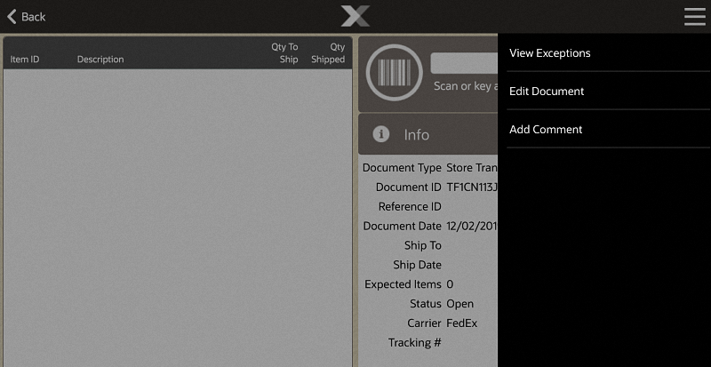 New Shipping Document Context Menu