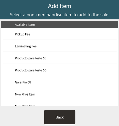 List of Non-Merchandise Items