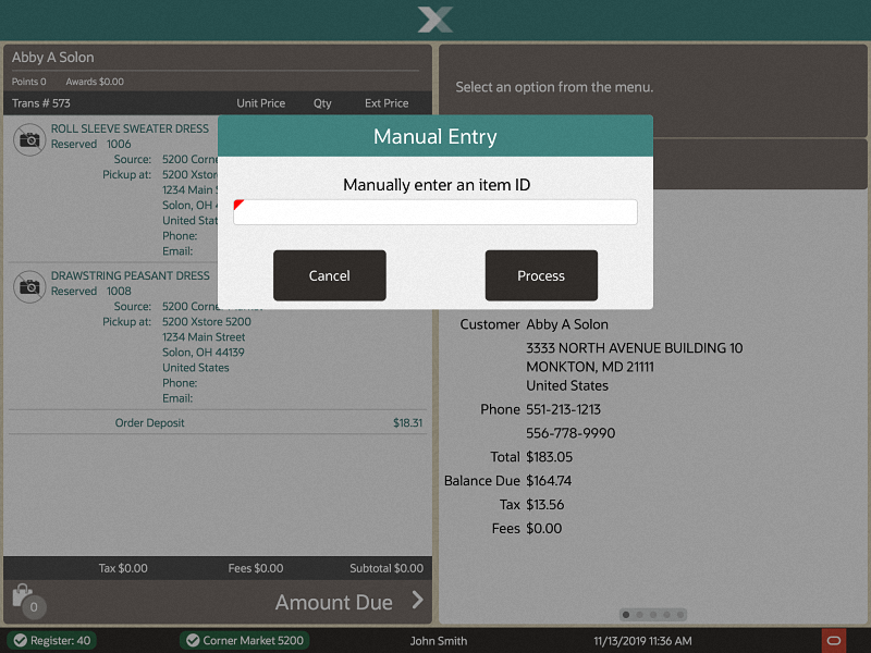 Manual Entry